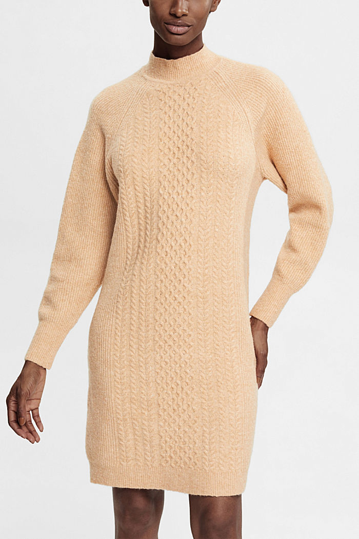 Cable knit jumper dress, LIGHT BEIGE, detail-asia image number 0