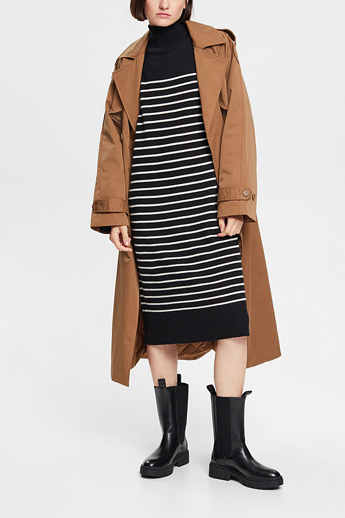 雙色調羊毛混紡連身裙，LENZING™ ECOVERO™, 黑色, detail-asia image number 1