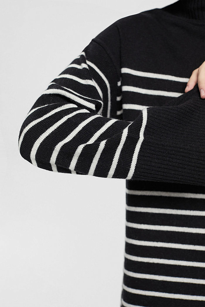 雙色調羊毛混紡連身裙，LENZING™ ECOVERO™, 黑色, detail-asia image number 2
