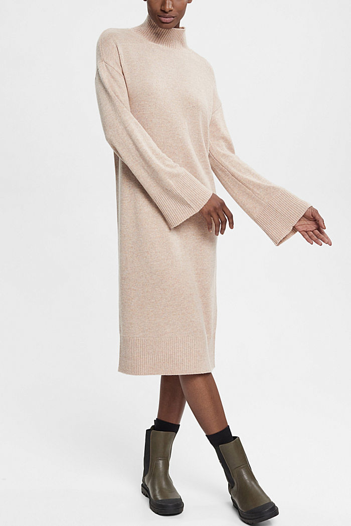 雙色調羊毛混紡連身裙，LENZING™ ECOVERO™, 淺灰褐色, detail-asia image number 3