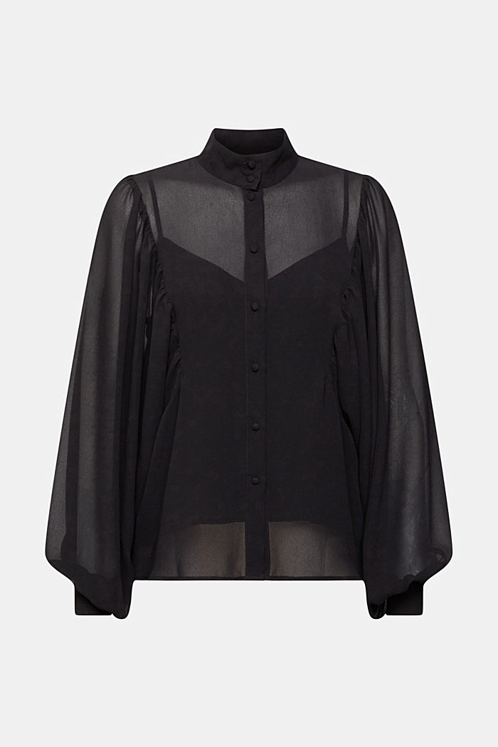 寬鬆雪紡衫, BLACK, detail-asia image number 6