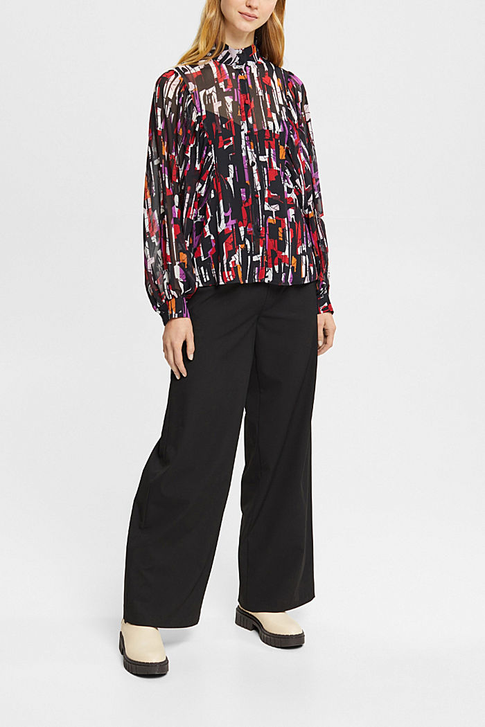 Patterned chiffon blouse, BLACK, detail-asia image number 4