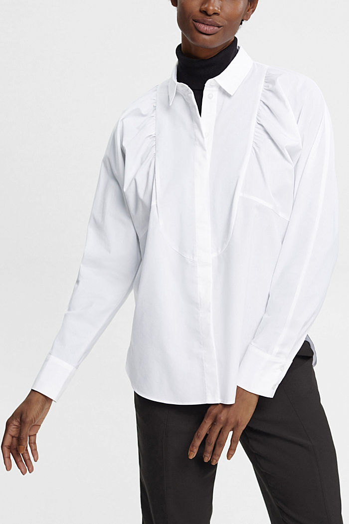 Poplin shirt blouse, WHITE, detail-asia image number 0