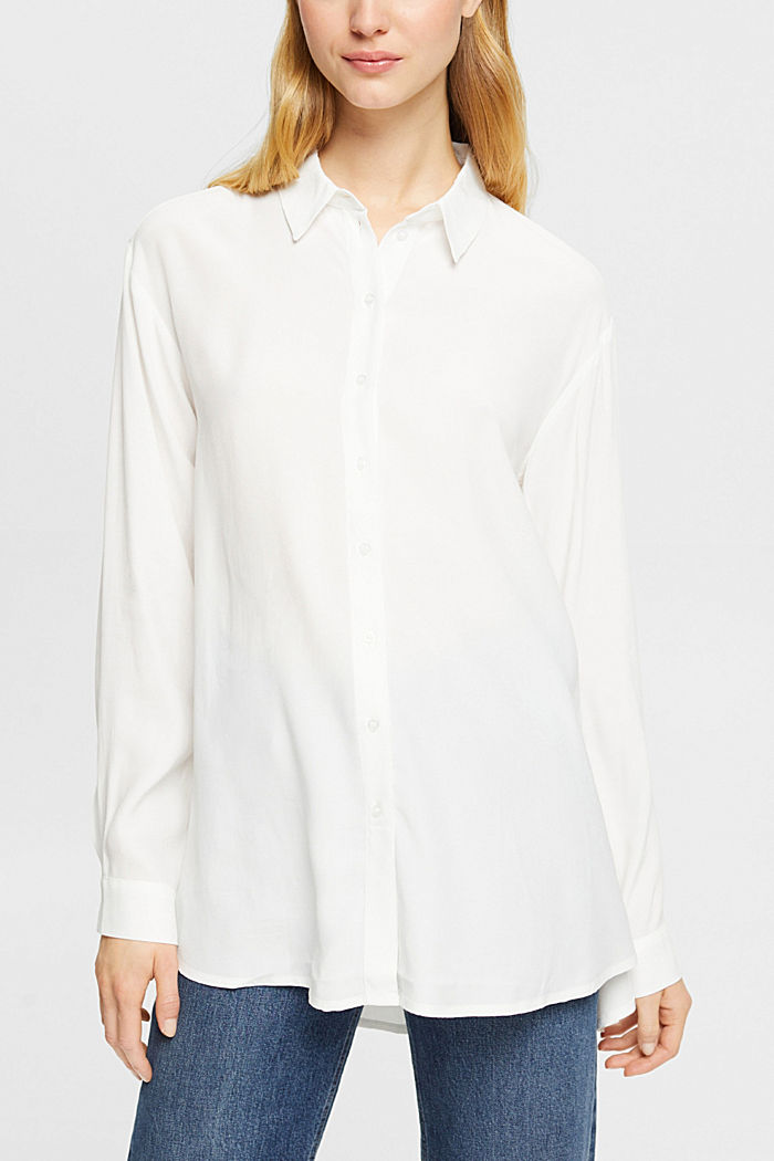 恤衫女裝上衣，LENZING™ ECOVERO™, 白色, detail-asia image number 0