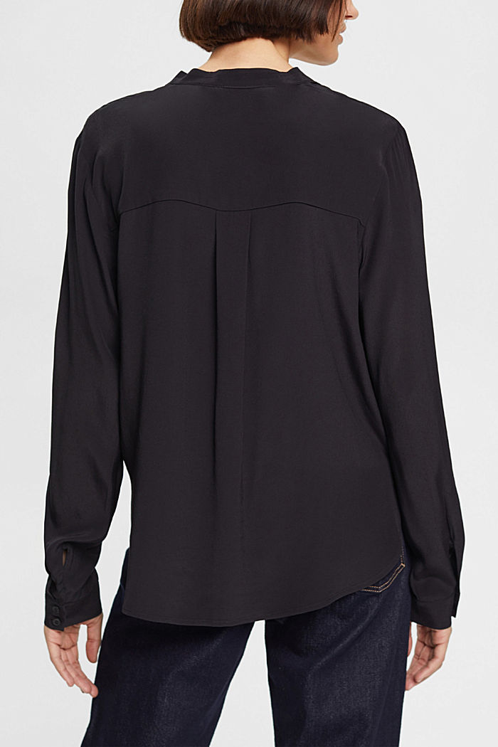 V-neck blouse, LENZING™ ECOVERO™, BLACK, detail-asia image number 3