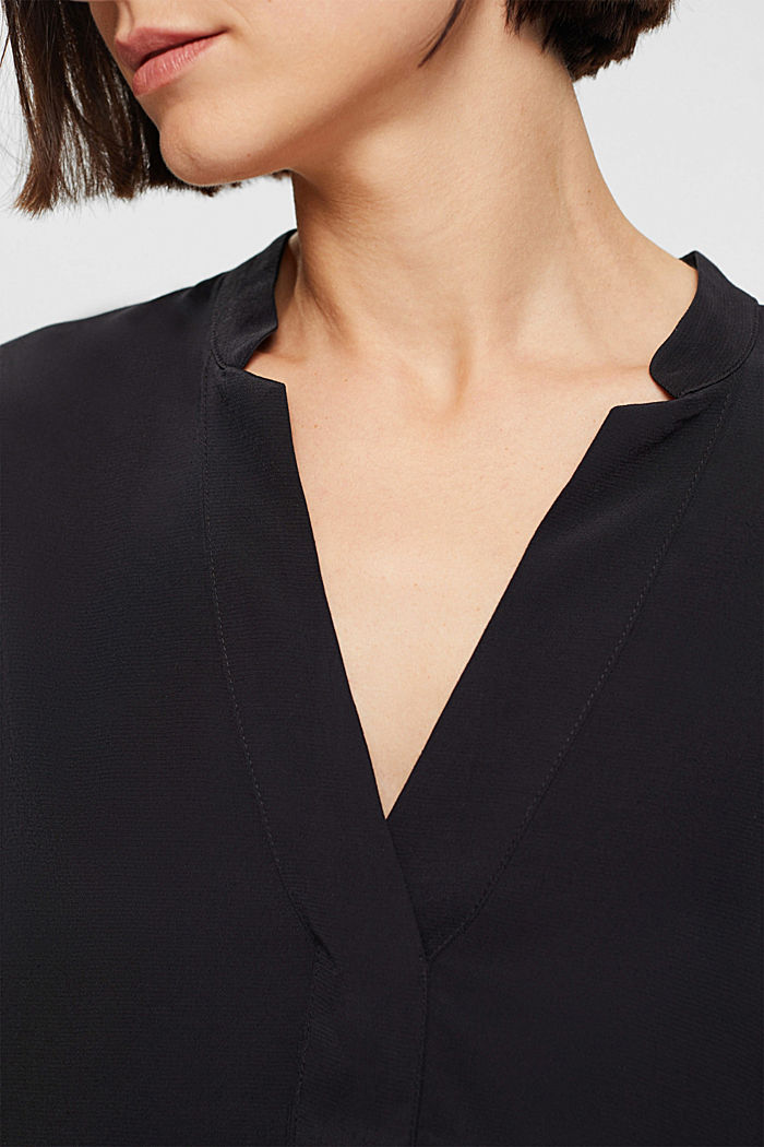 V-neck blouse, LENZING™ ECOVERO™, BLACK, detail-asia image number 2