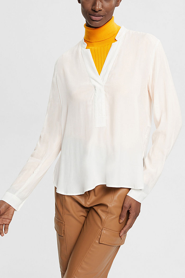 V-neck blouse, LENZING™ ECOVERO™, OFF WHITE, detail-asia image number 0