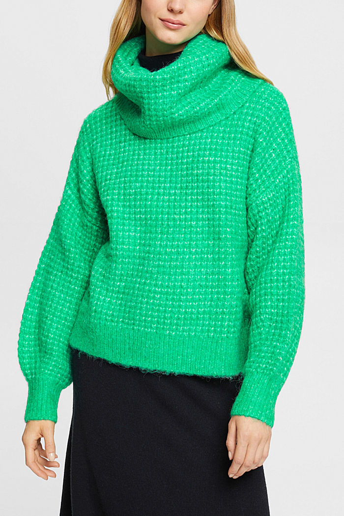 厚樽領針織上衣, 淺綠色, detail-asia image number 0