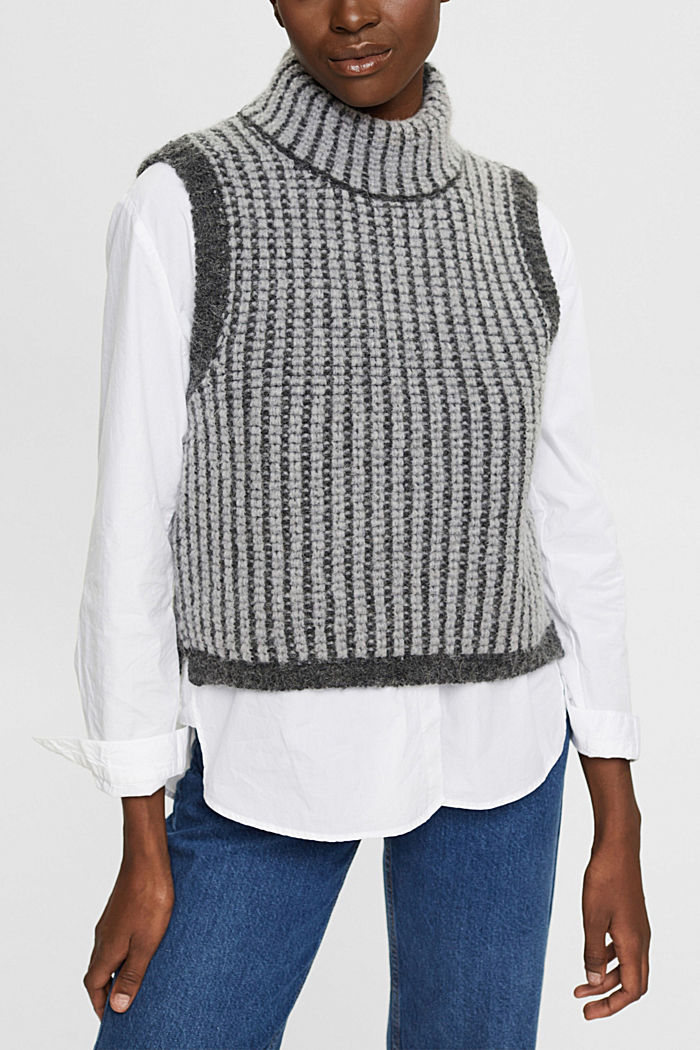 Chunky knit sleeveless jumper with alpaca, MEDIUM GREY, detail-asia image number 0