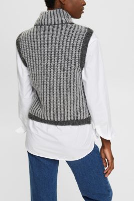 Chunky knit sleeveless jumper with alpaca, MEDIUM GREY, detail-asia image number 3