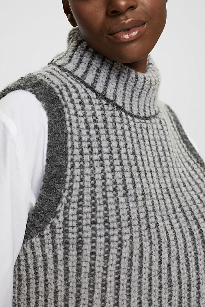 Chunky knit sleeveless jumper with alpaca, MEDIUM GREY, detail-asia image number 2