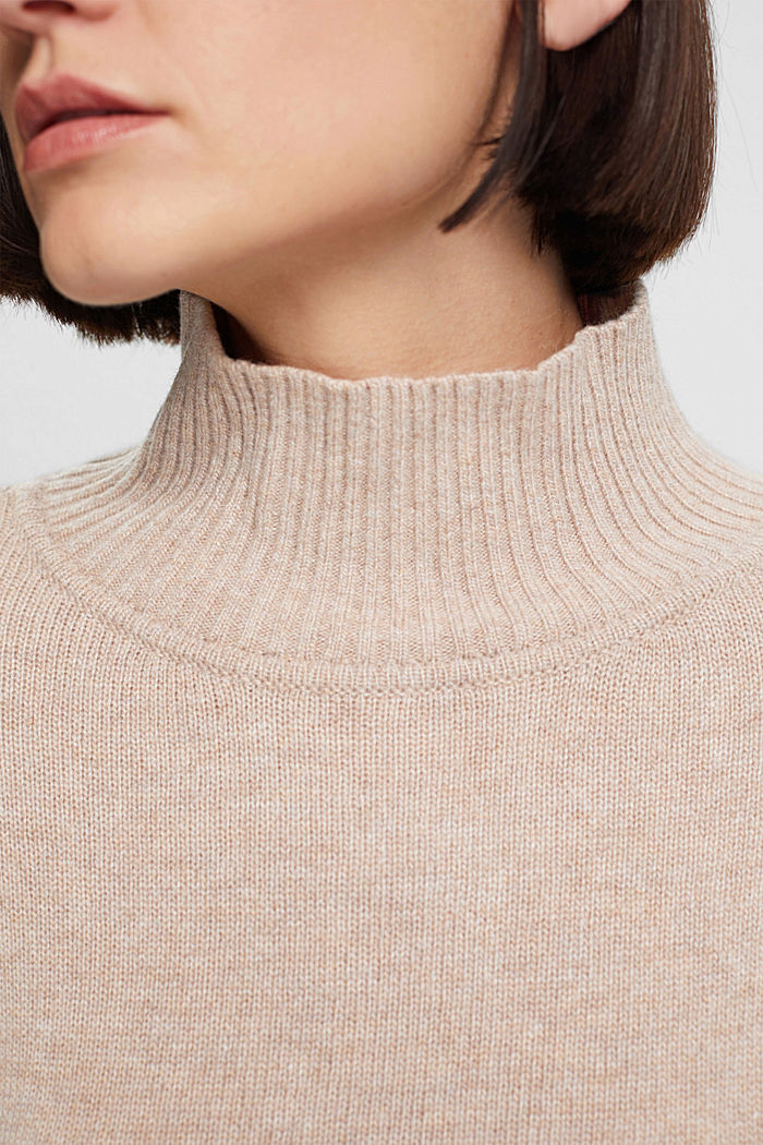 羊毛混紡立領針織上衣，LENZING™ ECOVERO™, 淺灰褐色, detail-asia image number 2