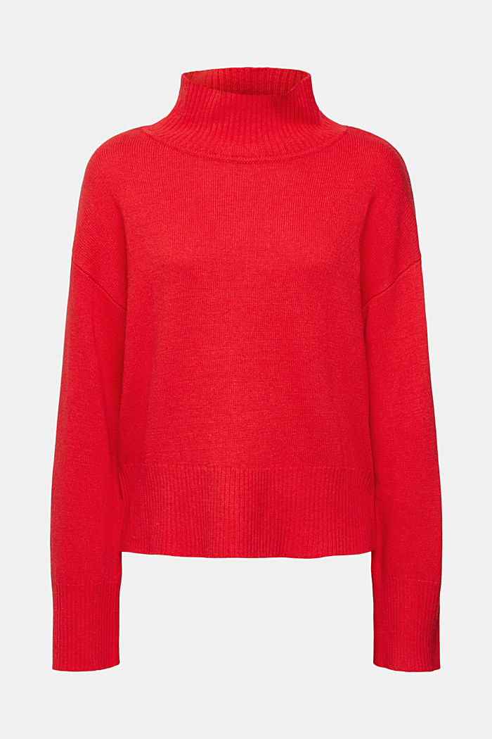 羊毛混紡立領針織上衣，LENZING™ ECOVERO™, 深紅色, detail-asia image number 6