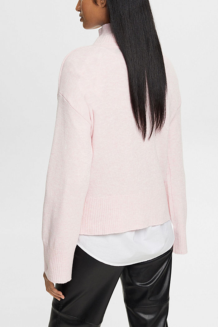 羊毛混紡立領針織上衣，LENZING™ ECOVERO™, 淺粉紅色, detail-asia image number 3