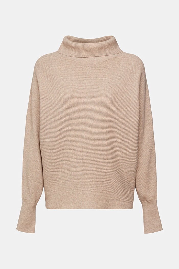 Batwing jumper with polo neck, LIGHT TAUPE, detail-asia image number 5