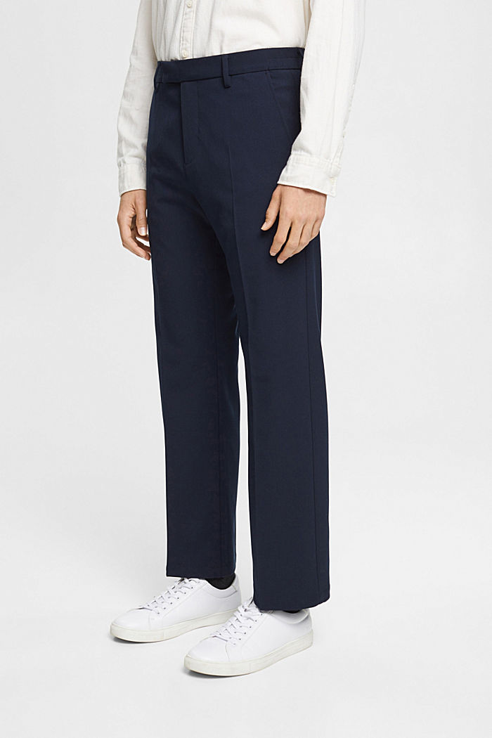 Tailored wide-fit trousers with elasticated waist, NAVY, detail-asia image number 0