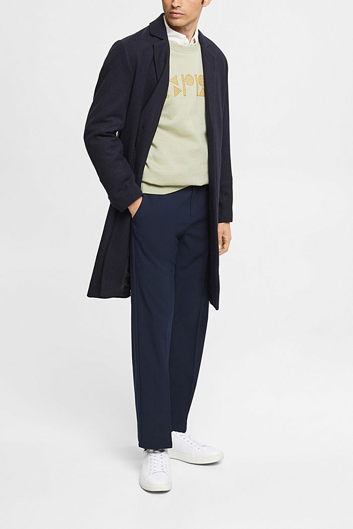 Tailored wide-fit trousers with elasticated waist, NAVY, detail-asia image number 2
