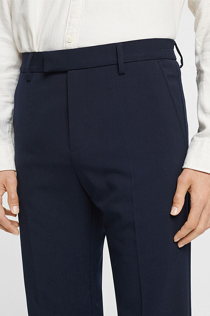Tailored wide-fit trousers with elasticated waist, NAVY, detail-asia image number 4