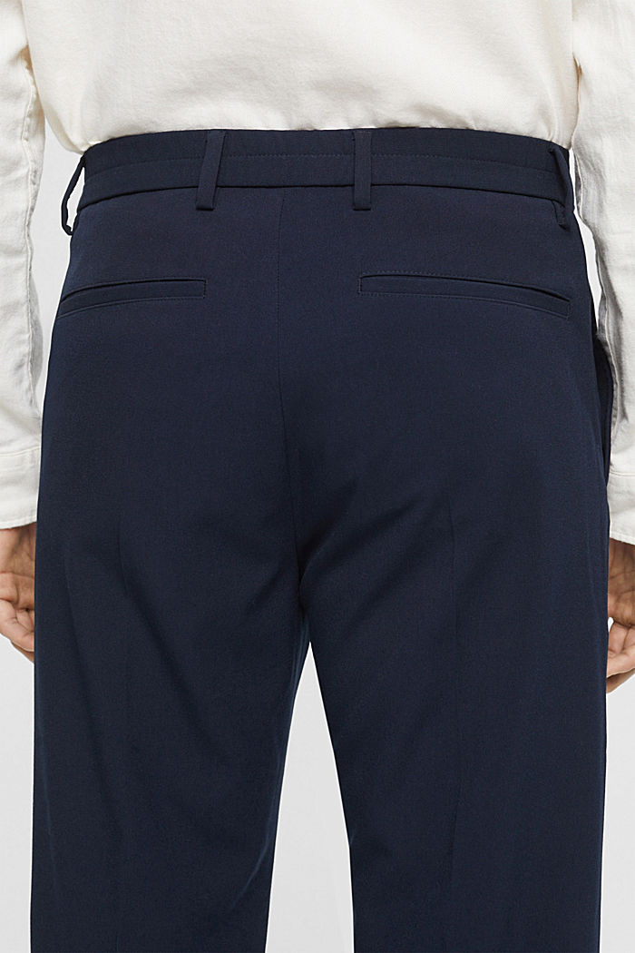 Tailored wide-fit trousers with elasticated waist, NAVY, detail-asia image number 5