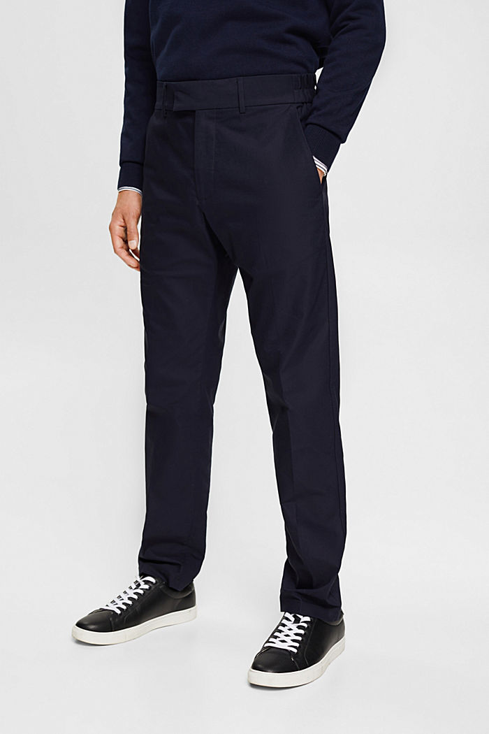 Slim fit trousers with elasticated waistband, NAVY, detail-asia image number 0
