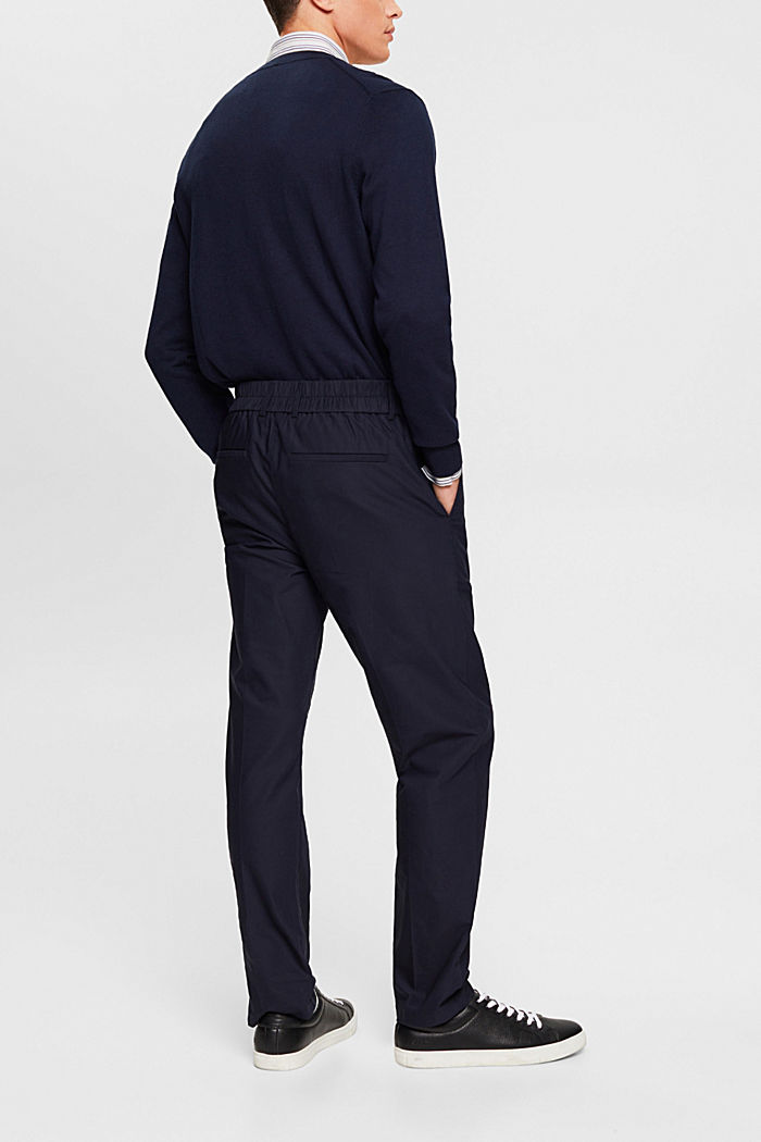 Slim fit trousers with elasticated waistband, NAVY, detail-asia image number 3