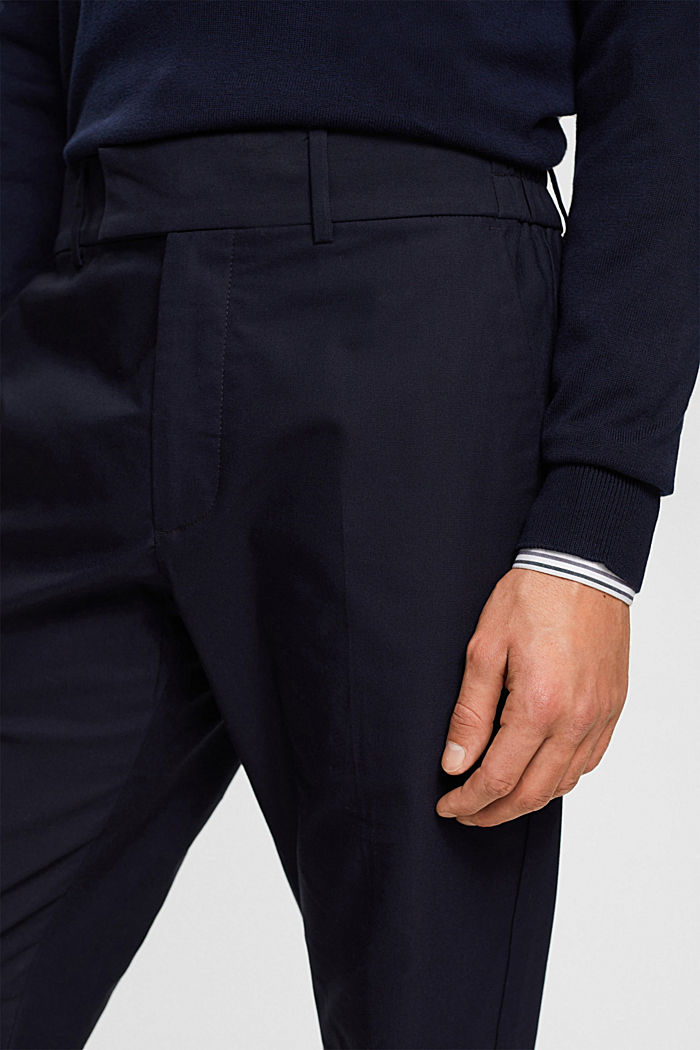 Slim fit trousers with elasticated waistband, NAVY, detail-asia image number 2