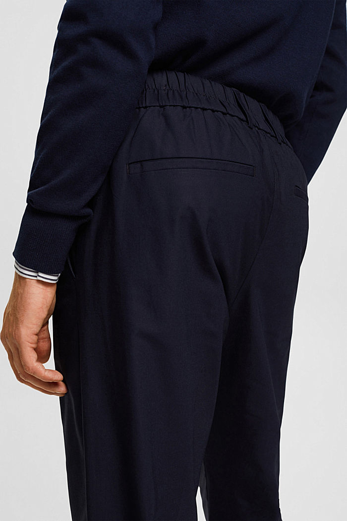 Slim fit trousers with elasticated waistband, NAVY, detail-asia image number 4