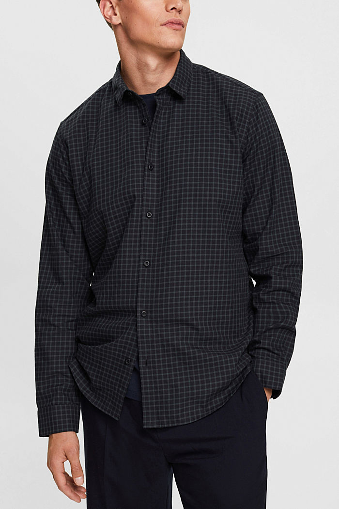 Checked slim fit shirt, BLACK, detail-asia image number 0
