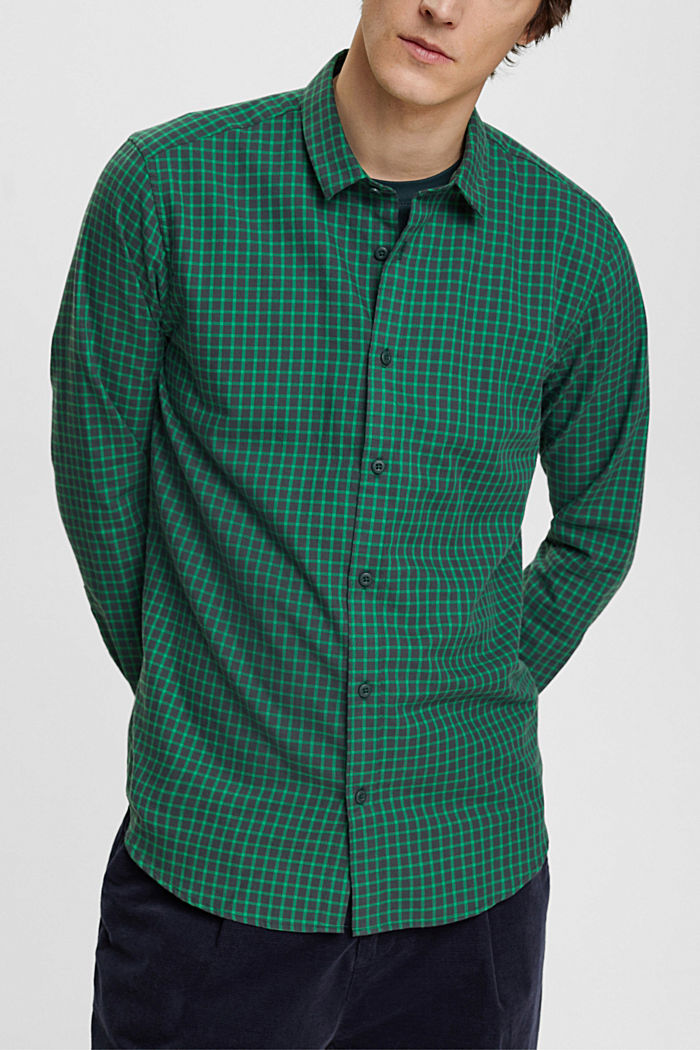체크 슬림 핏 셔츠, DARK TEAL GREEN, detail-asia image number 0