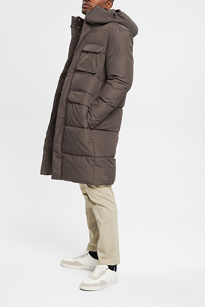Quilted coat with detachable hood, KHAKI GREEN, detail-asia image number 4