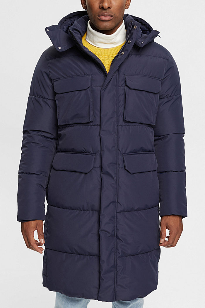 Quilted coat with detachable hood, NAVY, detail-asia image number 0