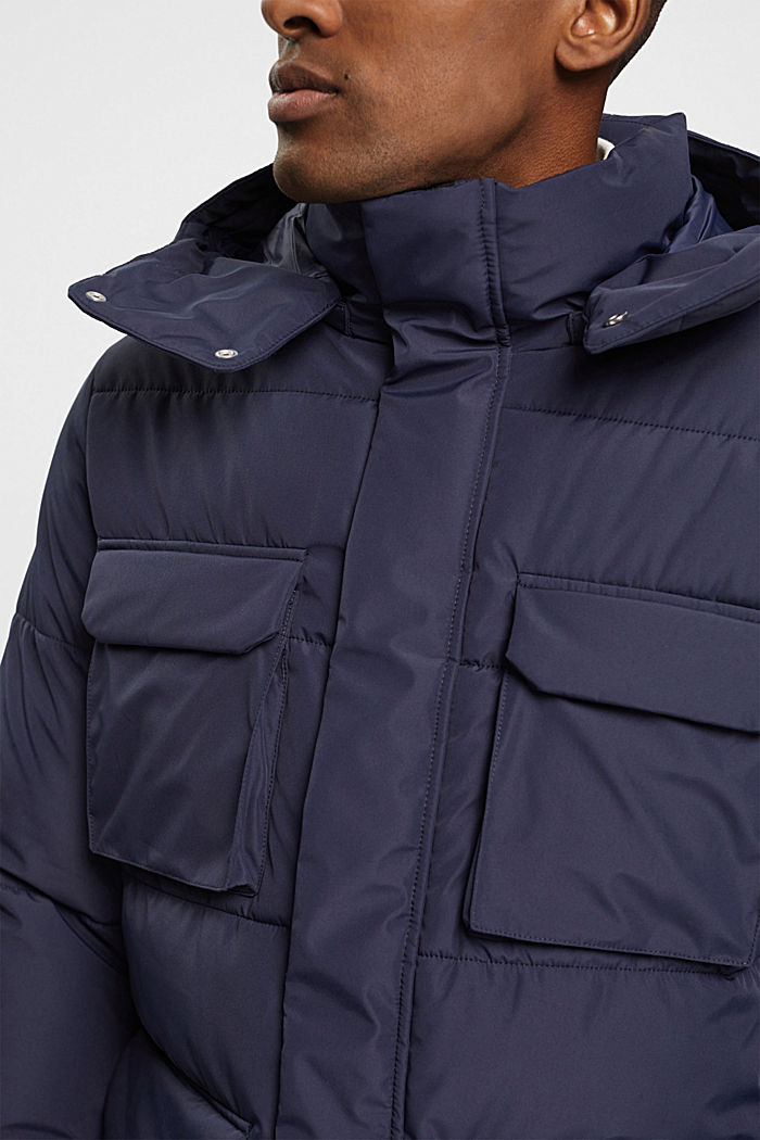 Quilted coat with detachable hood, NAVY, detail-asia image number 2