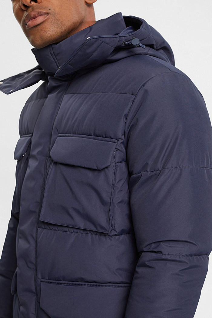 Quilted coat with detachable hood, NAVY, detail-asia image number 4