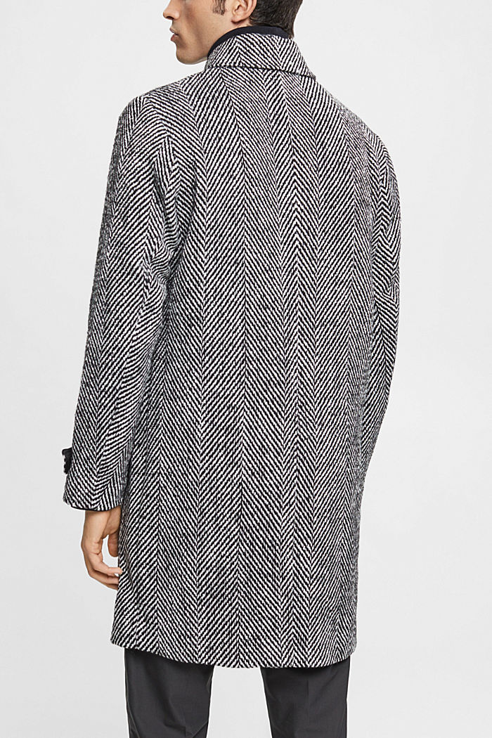 Wool blend herringbone coat, BLACK, detail-asia image number 1