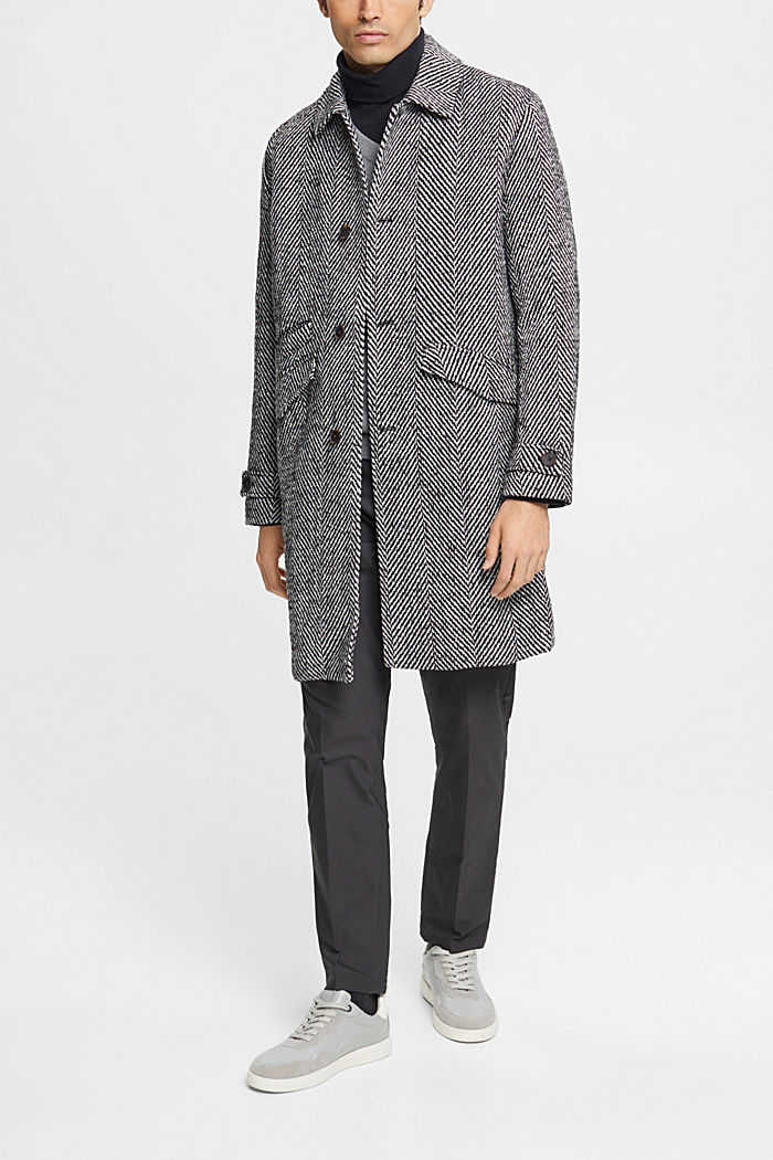 Wool blend herringbone coat, BLACK, detail-asia image number 2