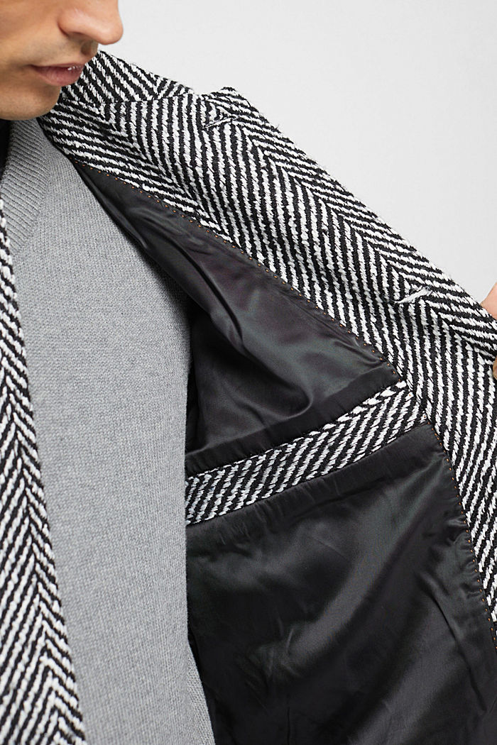 Wool blend herringbone coat, BLACK, detail-asia image number 3