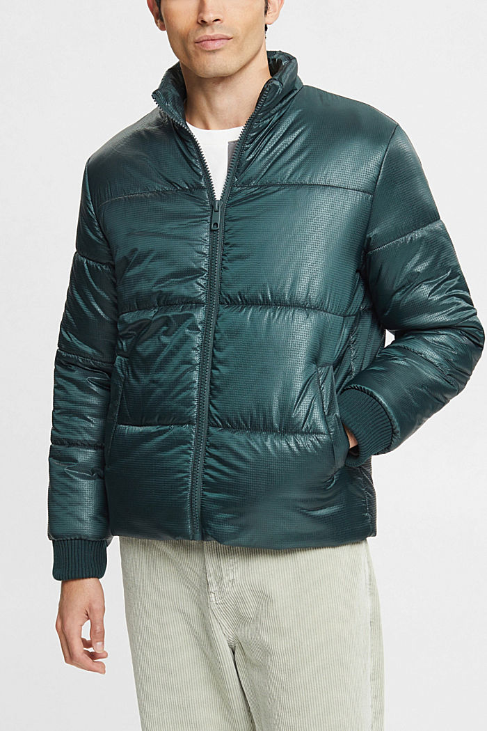 Patterned puffer jacket, DARK TEAL GREEN, detail-asia image number 0