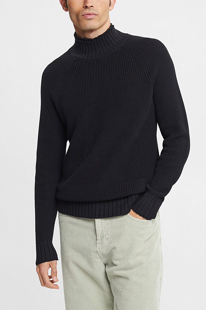Knitted cotton jumper, BLACK, detail-asia image number 0