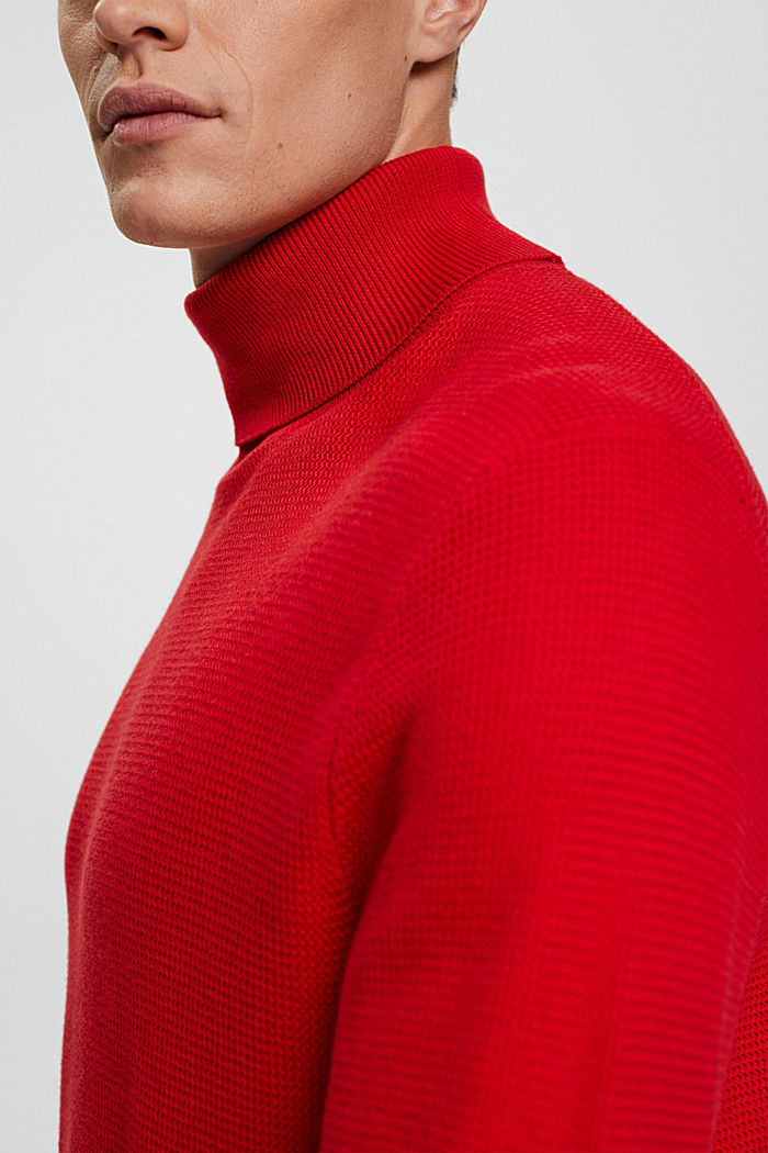 Knitted roll neck jumper, DARK RED, detail-asia image number 2