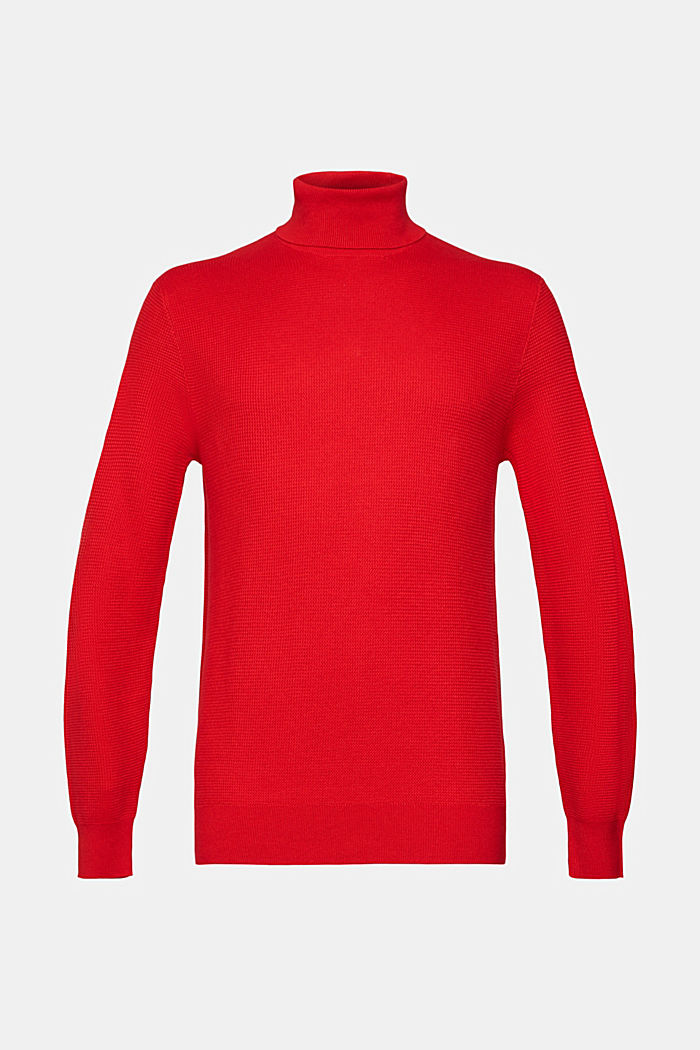 Knitted roll neck jumper, DARK RED, detail-asia image number 5