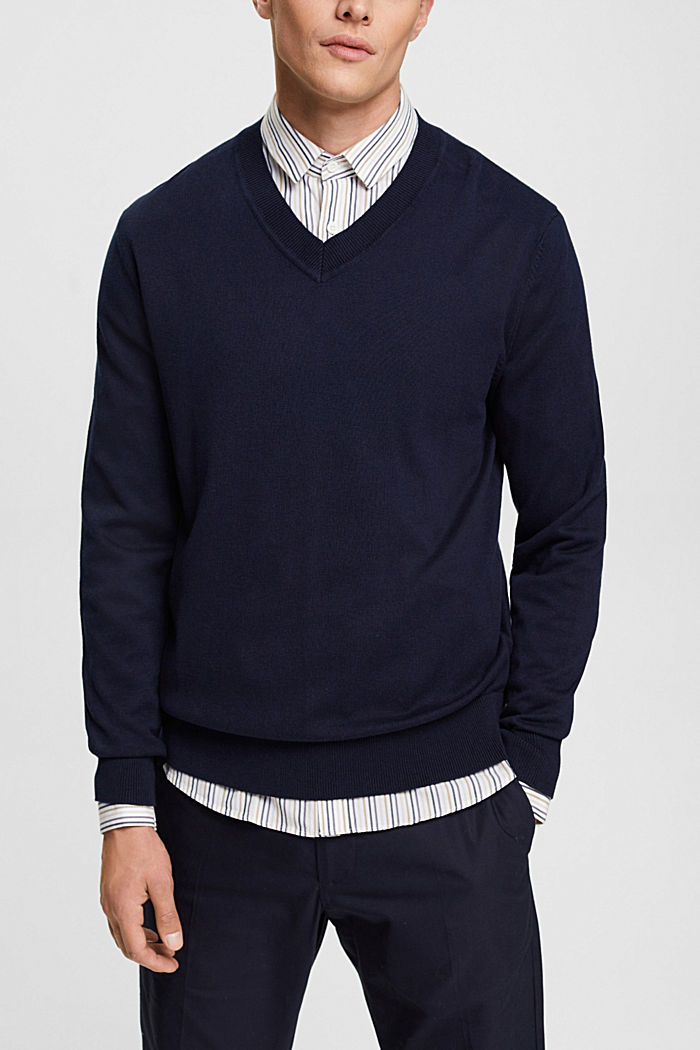 V-neck knit sweater, NAVY, detail-asia image number 0