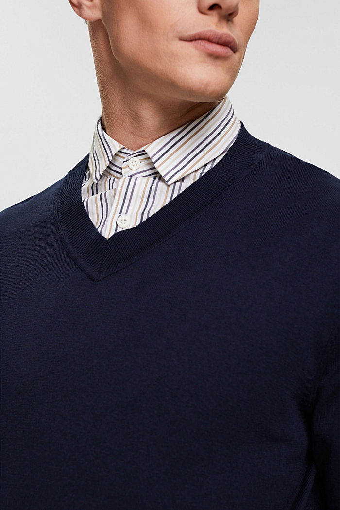 V-neck knit sweater, NAVY, detail-asia image number 2