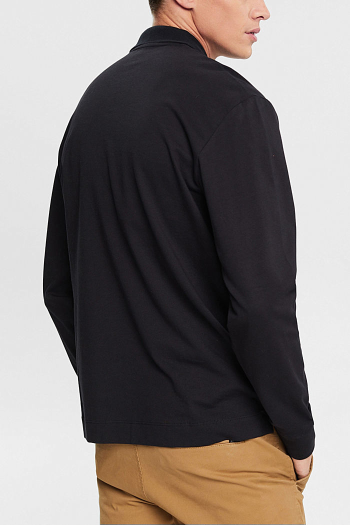 Long sleeve polo shirt, BLACK, detail-asia image number 1