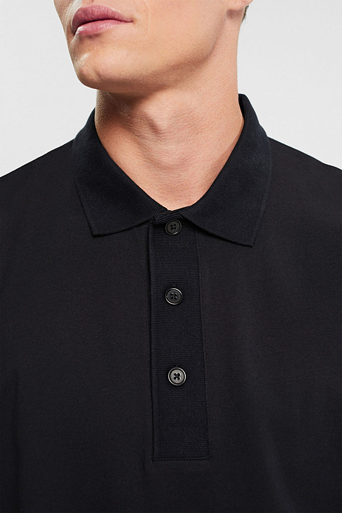 Long sleeve polo shirt, BLACK, detail-asia image number 3
