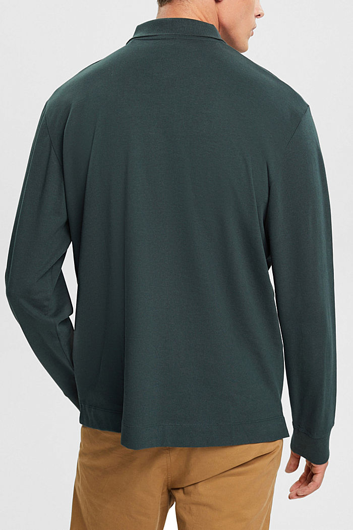 Long sleeve polo shirt, DARK TEAL GREEN, detail-asia image number 1