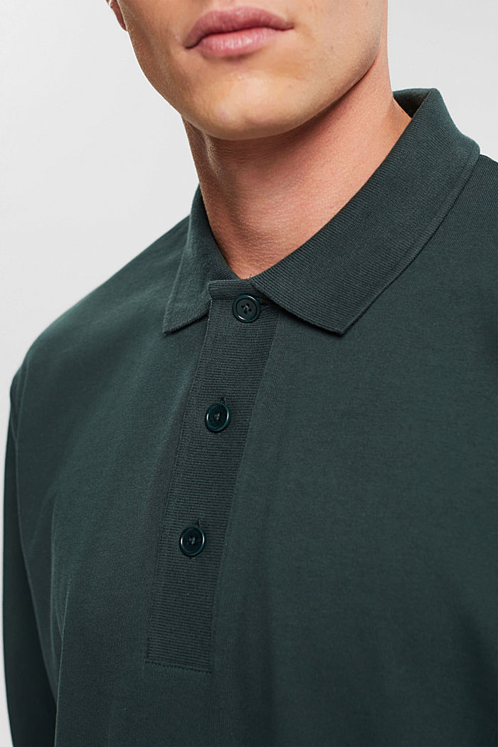 Long sleeve polo shirt, DARK TEAL GREEN, detail-asia image number 3