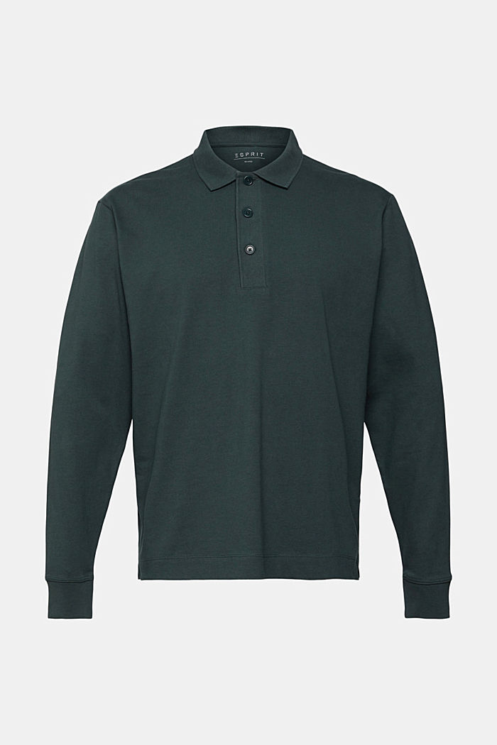 Long sleeve polo shirt, DARK TEAL GREEN, detail-asia image number 5