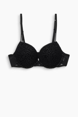 Black harness strap flock mesh animal bra logo