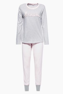 Esprit - Jersey pyjamas with sequins, 100% cotton at our Online Shop