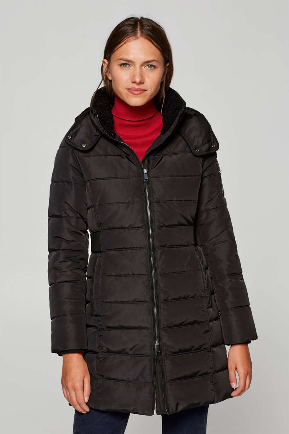 Esprit - Quilted coat with a detachable hood at our Online Shop